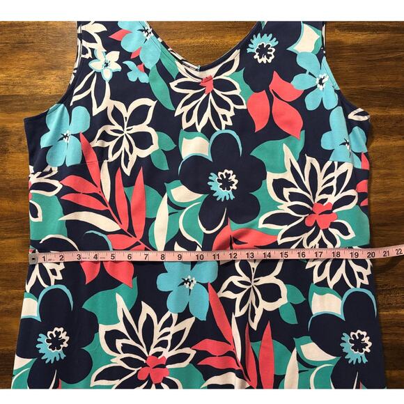 Talbots Plus Size 2X Dress Maxi Long Floral V Neck Pullover Jersey Sleeveless - Picture 8 of 10